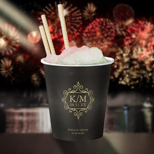 Gobelets En Papier ID de Merci Mariage Gold Filigree fin871