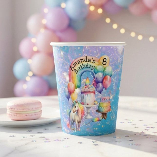 Gobelets En Papier Idées de fête d'anniversaire pour enfants Licorne  (Créateur téléchargé)