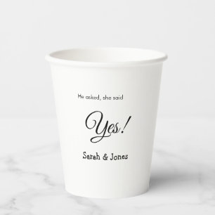 Gobelets En Papier Il a demandé elle a dit oui engagement simple mini