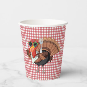 Gobelets En Papier Il est temps pour la Turquie avec Red Checker reto