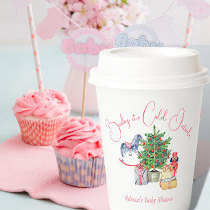 Gobelets En Papier Il fait froid dehors Baby shower de fille rose hiv