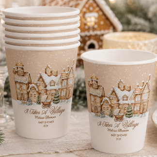Gobelets En Papier Il faut tout un village pour une fête de bébé ging