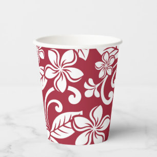 GOBELETS EN PAPIER ÎLE PLUMERIA (ROUGE CARDINAL)