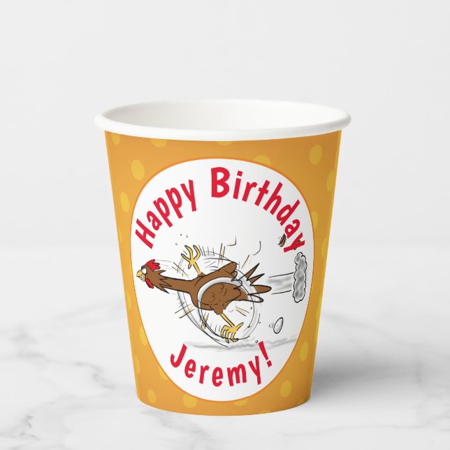 Gobelets En Papier Illustration amusante de poulet cool (Recto)