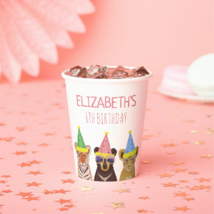 Gobelets En Papier Illustration Animaux de fête Anniversaire