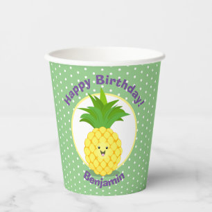 Gobelets En Papier Illustration d'ananas Cute kawaii
