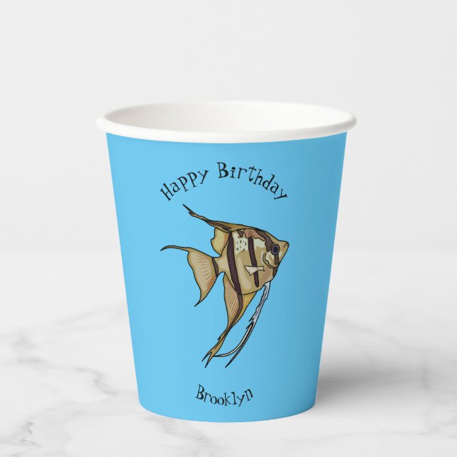 Gobelets En Papier Illustration d'angelfish (Recto)