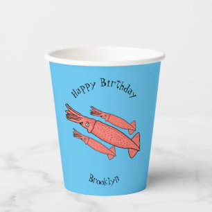 Gobelets En Papier Illustration de calamar rose