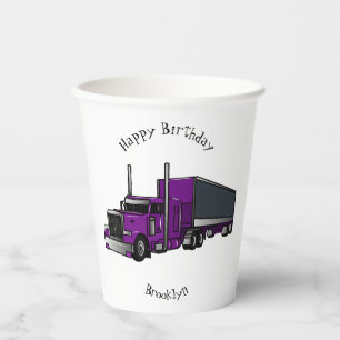 Gobelets En Papier Illustration de camion semi-remorque de dessin ani
