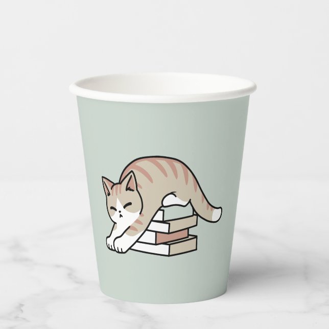 Gobelets En Papier Illustration de chat Lover - Curled Up & Cosy (Recto)
