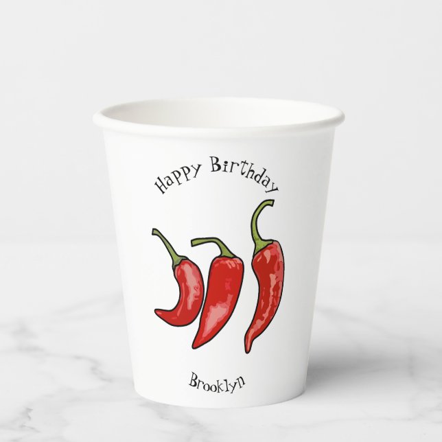 Gobelets En Papier Illustration de chili (Recto)