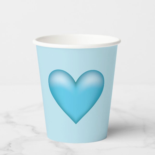 Gobelets En Papier Illustration de cœur bleu (Recto)