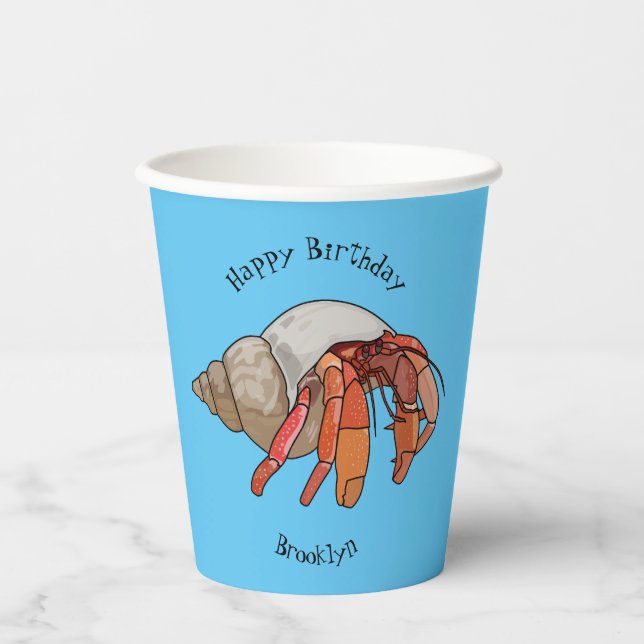 Gobelets En Papier Illustration de crabe ermite (Recto)