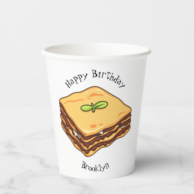 Gobelets En Papier illustration de dessin animé de lasagne  (Recto)