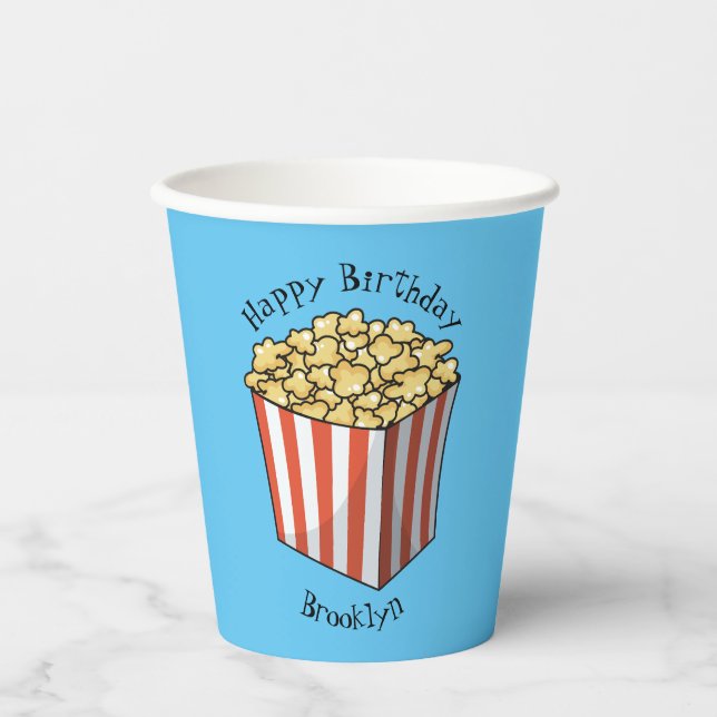 Gobelets En Papier Illustration de dessin animé Popcorn (Recto)