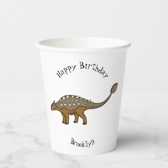 Gobelets En Papier Illustration de dinosaure blindé Ankylosaurus (Recto)
