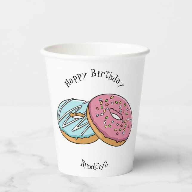 Gobelets En Papier Illustration de Donut (Recto)