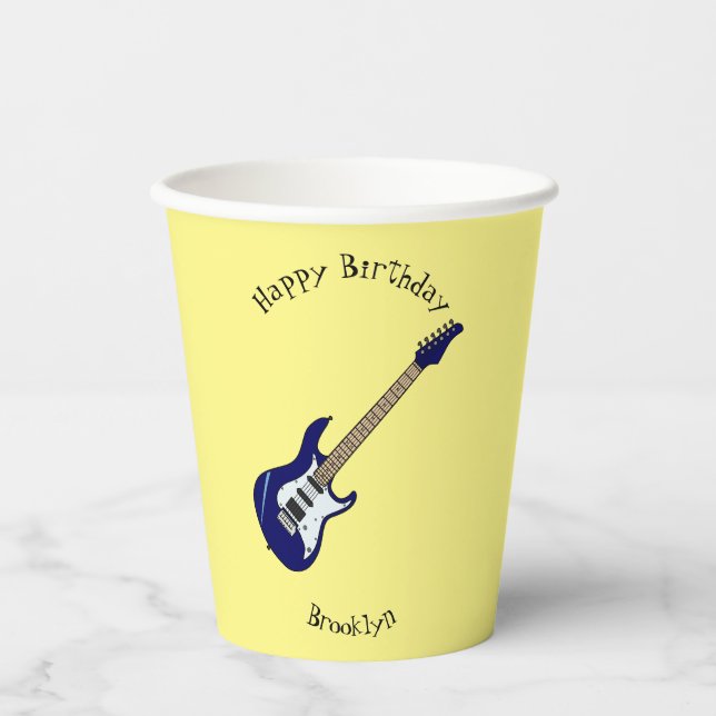 Gobelets En Papier Illustration de guitare électrique (Recto)