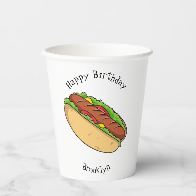 Gobelets En Papier Illustration de Hot dog (Recto)