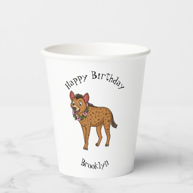 Gobelets En Papier Illustration de Hyena et de fleurs (Recto)