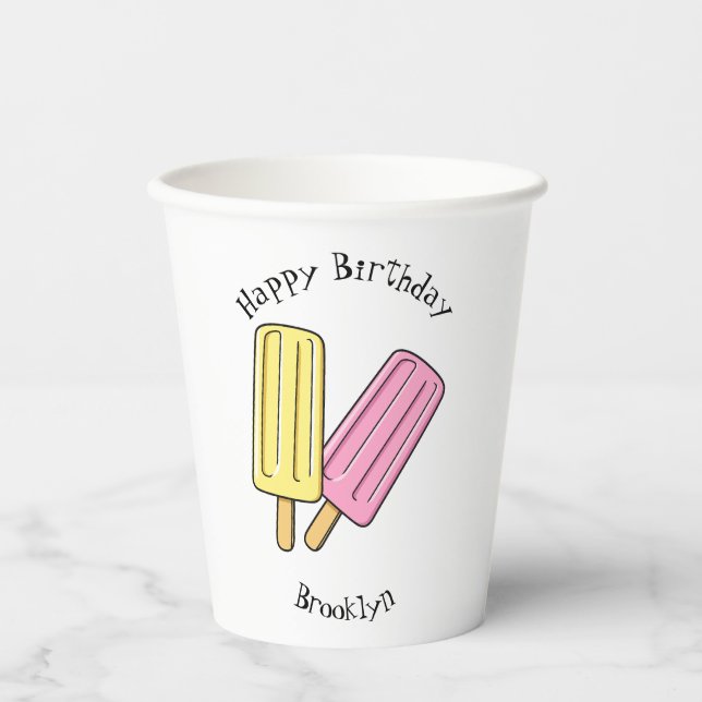 Gobelets En Papier Illustration de Ice pop (Recto)