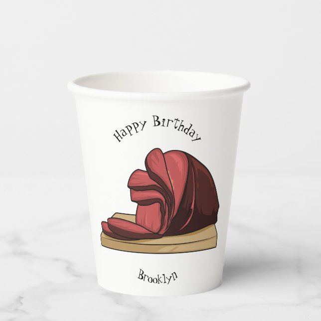 Gobelets En Papier Illustration de jambon (Recto)