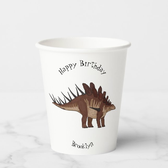Gobelets En Papier Illustration de Kentrosaurus (Recto)