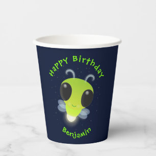 Gobelets En Papier Illustration de la luciole vert mou