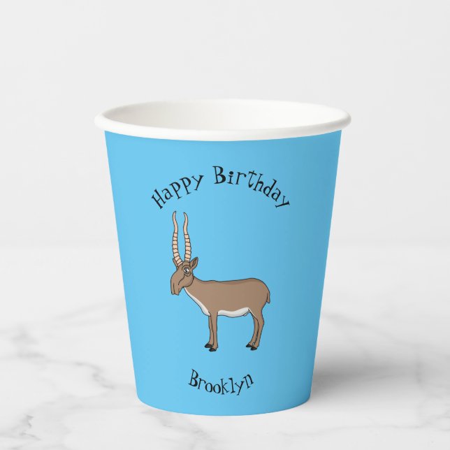 Gobelets En Papier Illustration de l'antilope de Saiga (Recto)