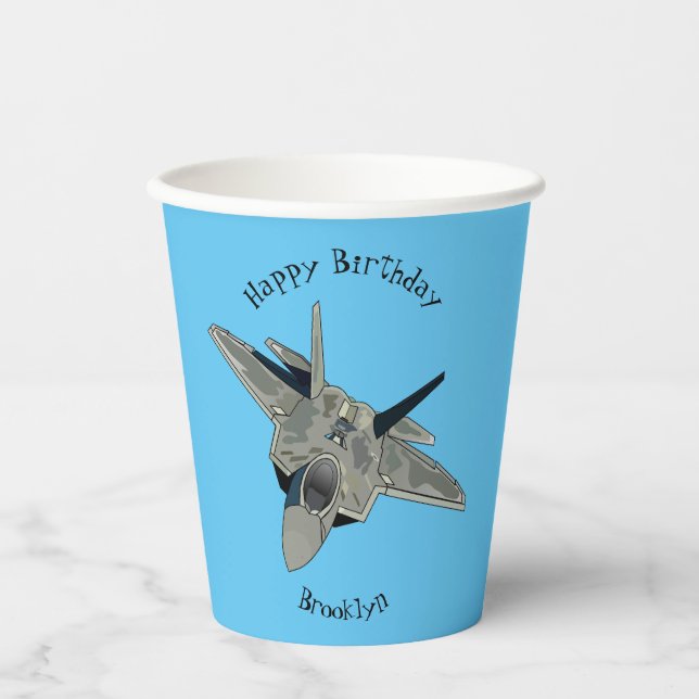 Gobelets En Papier Illustration de l'avion de chasse (Recto)