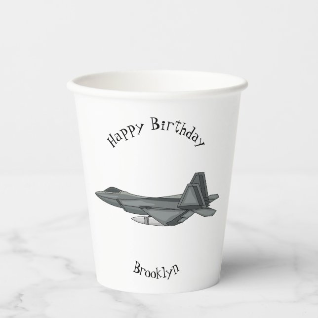 Gobelets En Papier Illustration de l'avion de chasse (Recto)