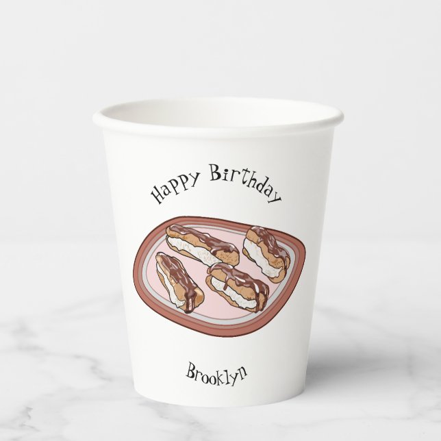 Gobelets En Papier Illustration de l'éclair de chocolat (Recto)