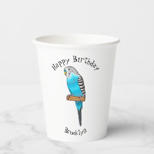 Gobelets En Papier Illustration de l'oiseau bleu budgerigar