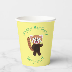 Gobelets En Papier Illustration de panda rouge mignon