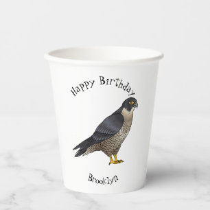 Gobelets En Papier Illustration d'oiseau de faucon pèlerin