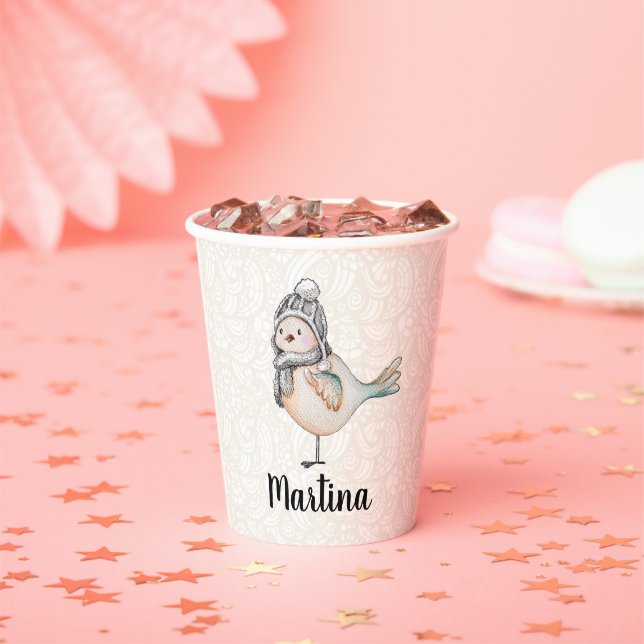 Gobelets En Papier Illustration du Bruant mou d'hiver (Insitu)