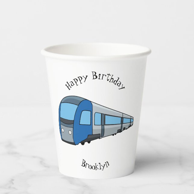 Gobelets En Papier Illustration d'un train électrique (Recto)