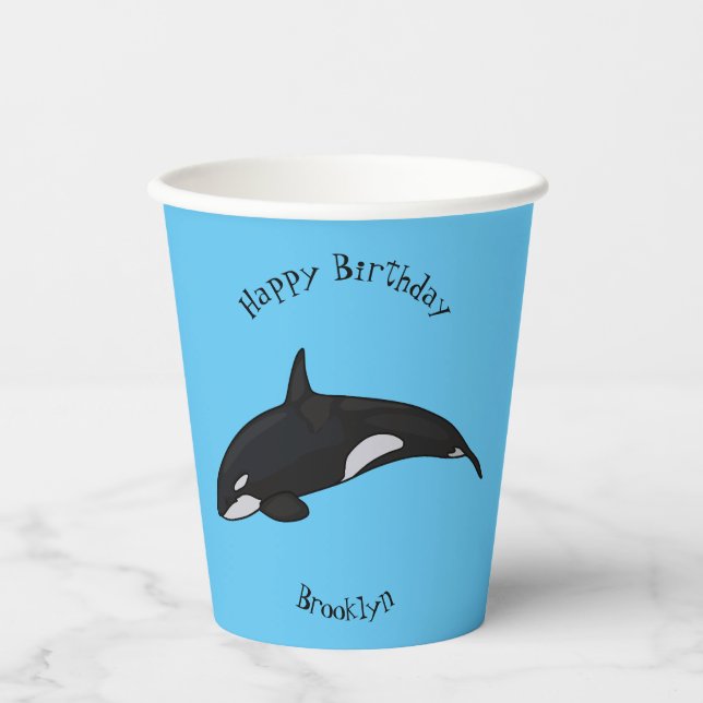 Gobelets En Papier Illustration d'une baleine tueuse (Recto)