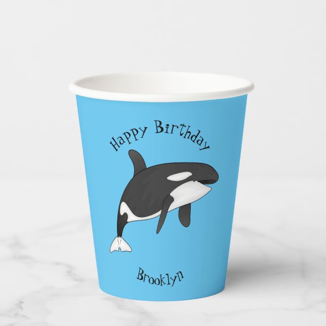 Gobelets En Papier Illustration d'une baleine tueuse (Recto)