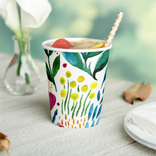 Gobelets En Papier Illustration florale botanique