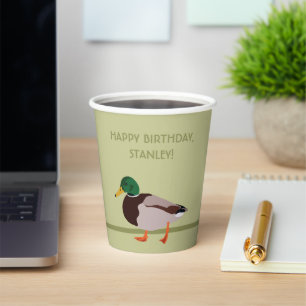Gobelets En Papier Illustration réaliste de Mallard Duck Personnalisé
