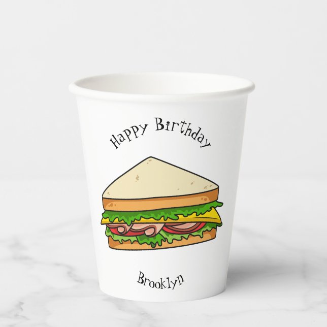Gobelets En Papier Illustration Sandwich (Recto)