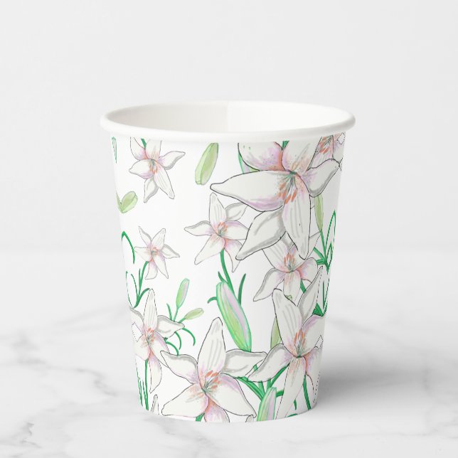 Gobelets En Papier Illustration White Lilies (Gauche)