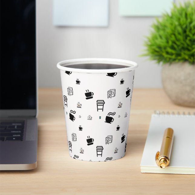 Gobelets En Papier Illustrations de café noir et blanc (Insitu)