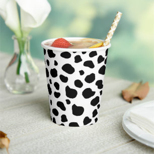 Gobelets En Papier Impression De Vache, Motif De Vache, Spots De Vach
