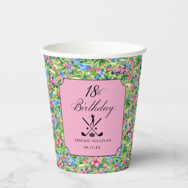 Gobelets En Papier Impression prépa rose vert pour 18 ans (Recto)