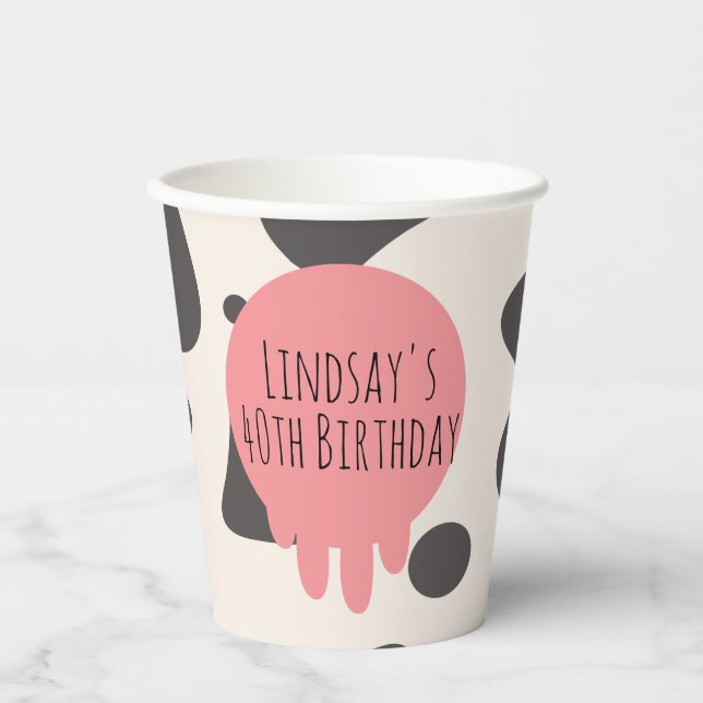 Gobelets En Papier Impression vache drôle Fête d'anniversaire pour ad (Recto)