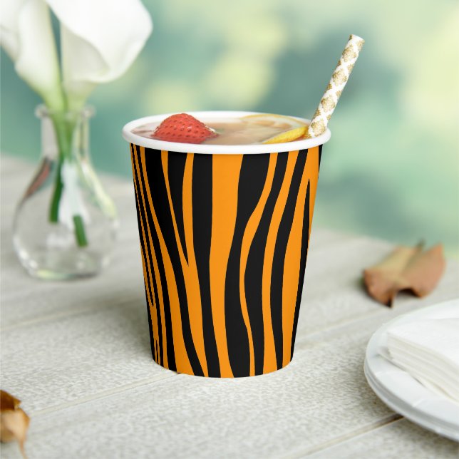 Gobelets En Papier Impression Zèbre Orange Princeton (Insitu)