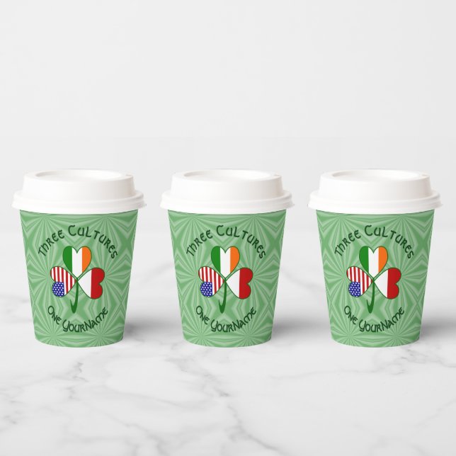 Gobelets En Papier Indonesian Irish USA Shamrock Personalize Text (Multi)