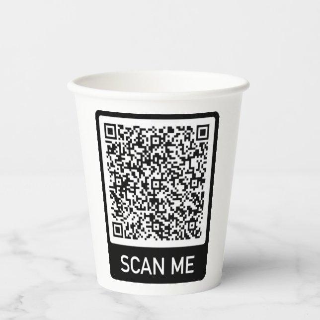 Gobelets En Papier Info d'analyse de code QR personnalisé Coupes de p (Recto)